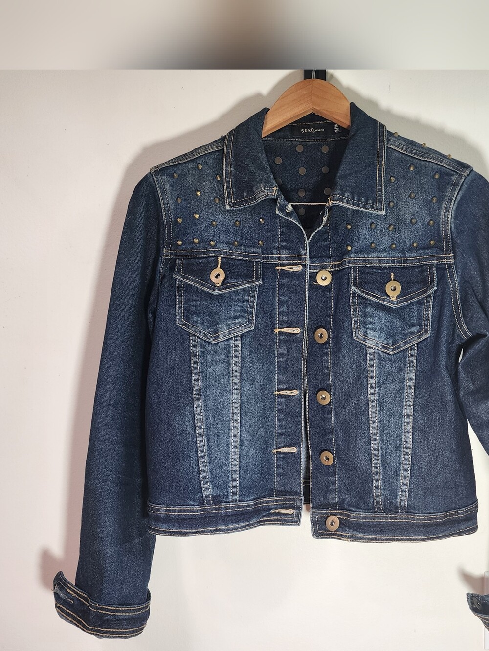 Women's Studded Denim Jacket – Size Medium – Excellent Condition